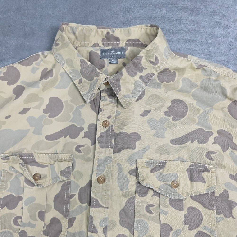 Ll Bean Signature Woodland Camouflage Button Up Shirt XXL Double‎ Flap Breast... - Picture 2 of 7
